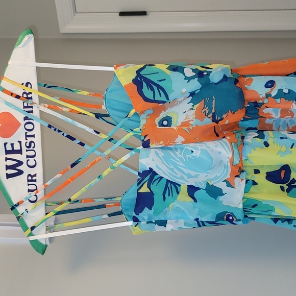 high-low sun dress, casual or formal, size 7/8, floral, criss cross back - Picture 8 of 15